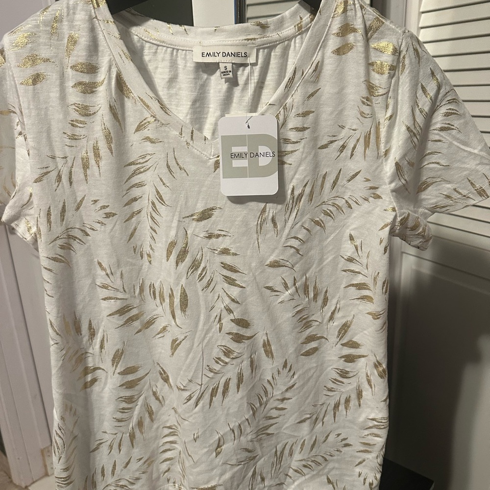 Cream Short Sleeve Botanical Print T-Shirt